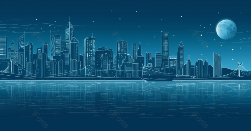 蓝色城市高楼都市线条手绘效果背景图,插画/手绘图,插画/手绘图库,插画/手绘图下载,插画/手绘